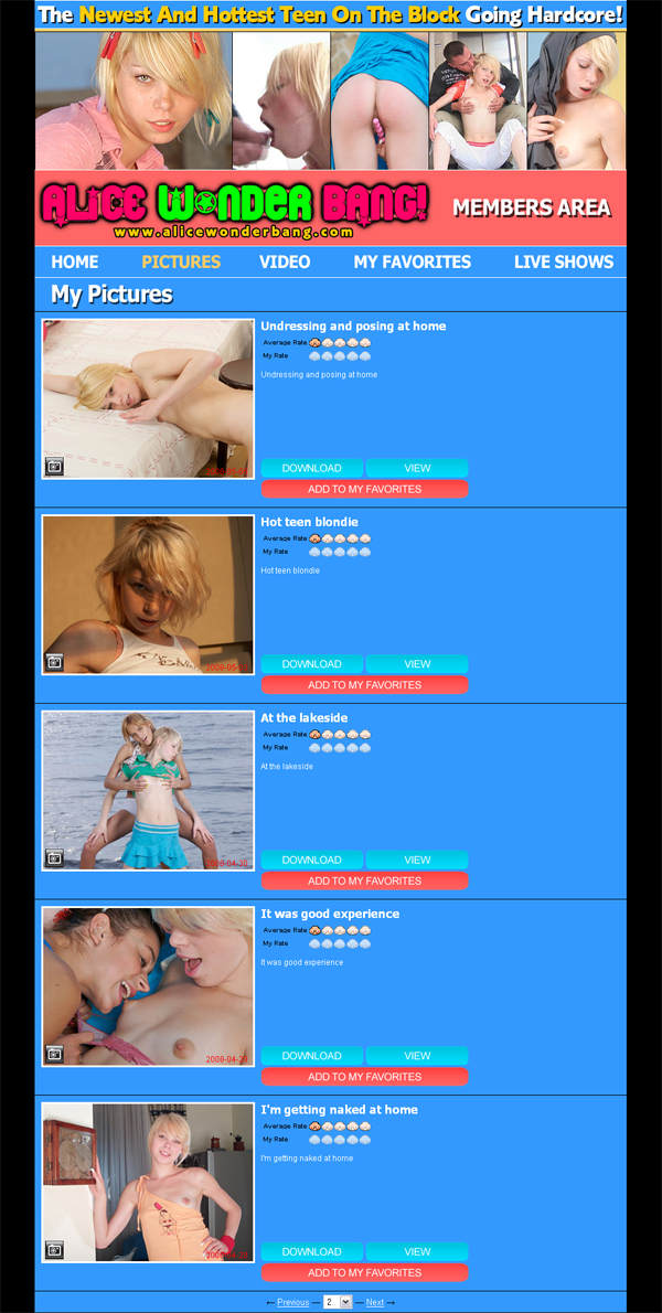 Alice Wonder Bang members area screenshot