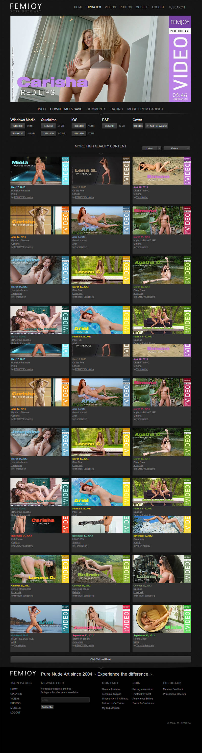Femjoy members area screenshot