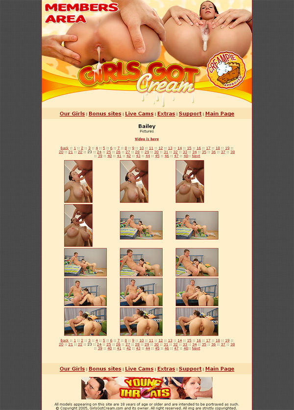 Girls Got Cream members area screenshot
