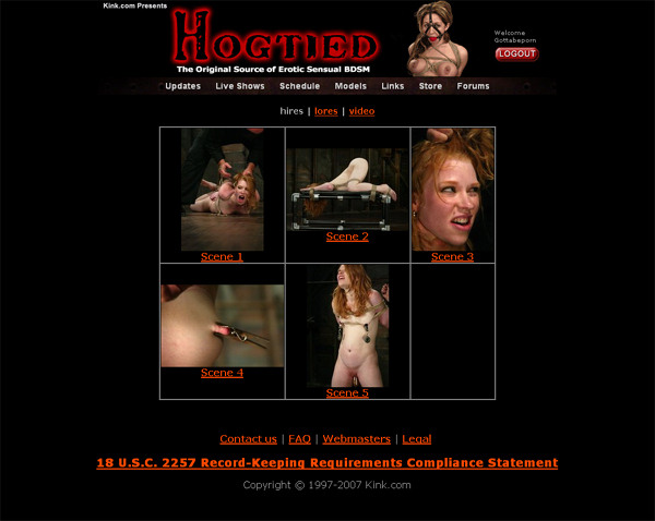 Hog Tied members area screenshot