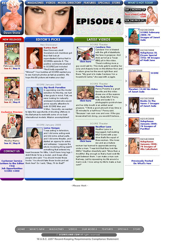 Scoreland members area screenshot