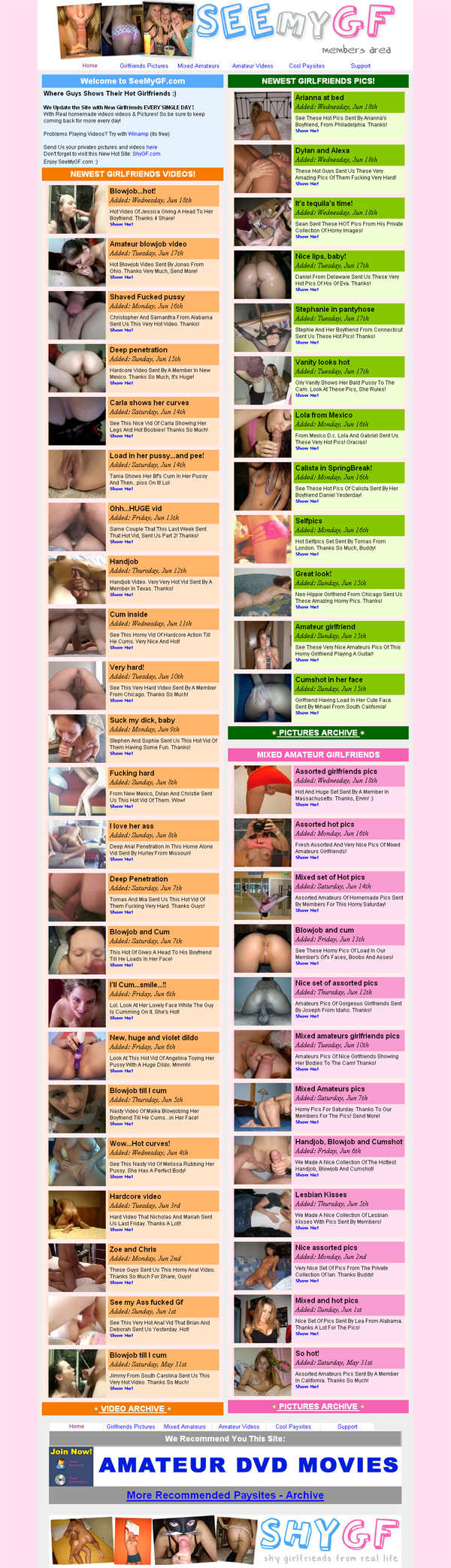 See my Girlfriend members area screenshot